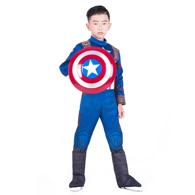 Marvel Kids Party Costume Props Captain America Children One-piece Costume Hot Sell Cosplay for Halloween Party Accessories