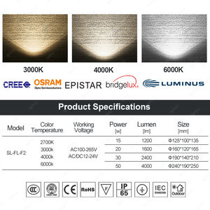 Reflector <span class=keywords><strong>LED</strong></span> de Alta Potencia para Exteriores, 15W 20W 30W <span class=keywords><strong>50W</strong></span>, AC220V, COB, IP65, Impermeable, con <span class=keywords><strong>Foco</strong></span> Cuadrado para Jardín y Calle - Product Image 3
