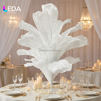 LEDA Centre de table floral géant en tissu blanc, couleur personnalisée, fait main, en organza, pour décoration de table de mariage et d'événements
