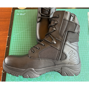 Bottes tactiques mi-hautes en cuir noir TSB10, à lacets, imperméables, pour toutes les saisons, chaussures d'extérieur pour hommes - Product Image 2
