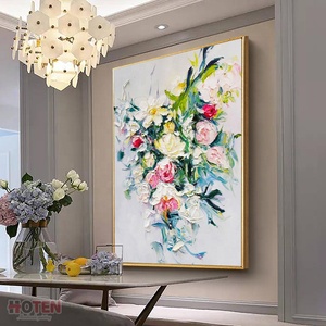 Arte <span class=keywords><strong>de</strong></span> pared pintado a mano moderno, venta <span class=keywords><strong>al</strong></span> por mayor, impresiones en lienzo, pinturas acrílicas, pintura <span class=keywords><strong>al</strong></span> óleo <span class=keywords><strong>de</strong></span> <span class=keywords><strong>flores</strong></span> rosas, cuadro <span class=keywords><strong>de</strong></span> decoración del hogar Floral - Product Image 3