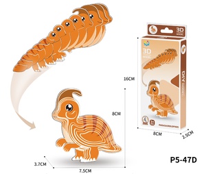 Puzzle en papier 3D pour enfants dinosaures, écologique, à assembler soi-même, jouet éducatif pour les enfants d'âge préscolaire de 5 à 13 ans - Product Image 3
