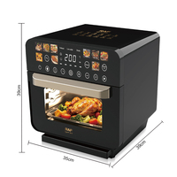 RAF R.5151 Horno de Vapor y Freidora de Aire Todo en Uno 12L 1500W + 700W con Circulación de Aire 360°, Fácil de Limpiar, Horno de Vapor y Freidora de Aire Negro para el Hogar
