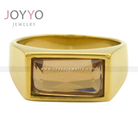 Bague en acier or 24 carats sans décoloration Bague en pierre naturelle Bague fine en gros