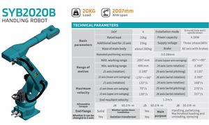 Sooyee 2020B Brazo Robótico Industrial de 6 Ejes, Controlado por PLC, Motor de Alta Potencia, Carga Útil de 20 kg, Alcance de 2000 mm para Paletización y Soldadura - Product Image 2
