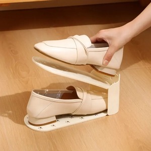 New Adjustable Shoe <b>Rack</b> Solid Color Double Layer Shoe Organizer Durable Space Saving Shoes Stand Closet Organization - Product Image 3
