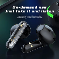 Écouteurs Bluetooth V5.3 semi intra-auriculaires LY80B, prise en charge des couleurs personnalisées, écran LED translucide, appel mains libres CVC HD, écouteurs sans fil