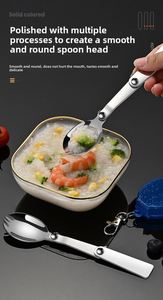 Ensemble cuillère, fourchette et couteau pliables en acier inoxydable pour l'extérieur, logo personnalisé, durable, non toxique, design minimaliste portable - Product Image 2