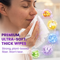 Lingettes nettoyantes pour le visage au parfum de lavande, extra douces, sans rinçage, pour le démaquillage