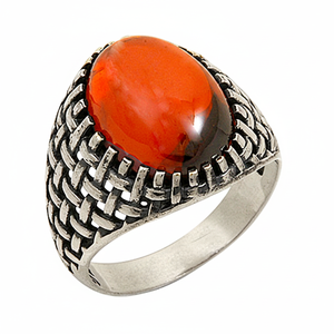 925K Sterling <b>Silver</b> Carnelian <b>Men</b> <b>Ring</b> - Product Image 2