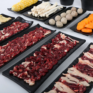 Black matte, drop-resistant hot pot tableware, grilled beef <b>plates</b>, vegetable <b>plates</b>, <b>melamine</b> imitation porcelain commercial - Product Image 3