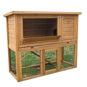 <span class=keywords><strong>Clapier</strong></span> à lapins en bois naturel <span class=keywords><strong>Clapier</strong></span> à lapins en bois pour petits animaux avec portes verrouillables et rampe - Product Image 1
