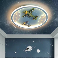 Plafonnier LED Moderne en Métal pour Chambre d'Enfant, Design Avion de Dessin Animé, Base en Fer, Lumière du Jour Dimmable