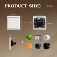 Moderno Retro 1 Gang 1 Way/2 Way Touch Switches Durable Panel de tablero grande Estándar europeo Interruptores de pared eléctricos residenciales