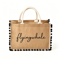 Sac fourre-tout à franges pompons personnalisé avec nom imprimé en écriture cursive – Idéal pour mariage, cadeau de demoiselle d'honneur, usage quotidien, week-end, shopping