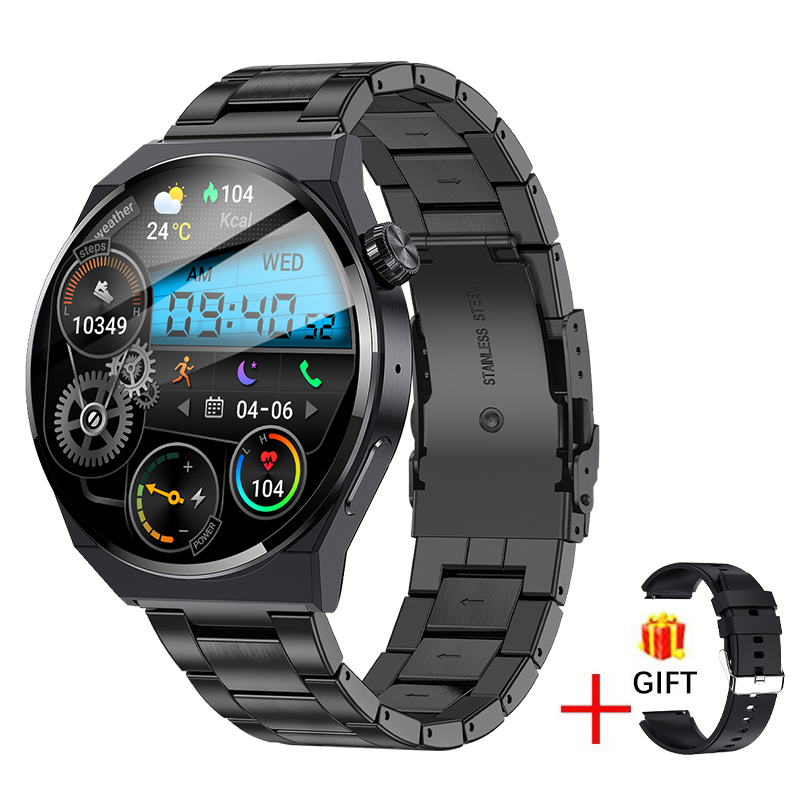 7 acier inoxydable noir + bracelet silicone noir