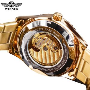 <span class=keywords><strong>Montre</strong></span> mécanique de luxe pour homme Winner avec cadran diamanté, mouvement automatique vintage, roue solaire, bracelet en acier inoxydable, design ajouré - Product Image 6