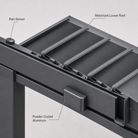 Pergola de jardin intelligente avec capteur de pluie, gazebo électrique à lames orientables, imperméable, pour cour arrière et extérieur