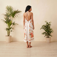 Robe de plage à volants pour femme, style ethnique vintage, motif floral, en tissu aérien côtier, fabrication sur mesure pour marque privée