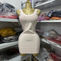 Robe mini bandage sans dos et sans manches pour femme, sexy, moulante, ajustée, été