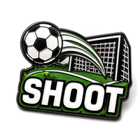 En gros, Pin's en émail souple et métal pour le football, avec slogans sportifs, motifs 'SHOOT', 'GAME', 'PLAY HARD', badges de revers, cadeaux d'équipe, pin's de football personnalisés