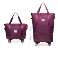 Sac polochon de voyage multi-roues de grande capacité sac de voyage courte distance femmes bagage pliable sac de voyage extensible double couche