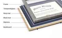 Cadres en bois gris vieilli style rustique 8,5x11' avec passe-partout 11x14" sans passe-partout pour certificats et documents A4