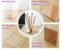 Ensemble de fournitures de bureau en acrylique transparent doré : Ciseaux, porte-stylos, porte-notes, dévidoir de ruban adhésif, calculatrice rose, agrafeuse en acrylique