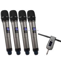 Système de microphone sans fil portable Gooermi MW-A4, ensemble de micros UHF 4 canaux avec écran LCD pour karaoké, fête, église, réunion
