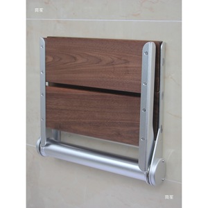 Banc mural à ressorts en bois massif, chaise pliante en acier inoxydable 304, tabouret de salle de bain pour changer de chaussures - Product Image 2