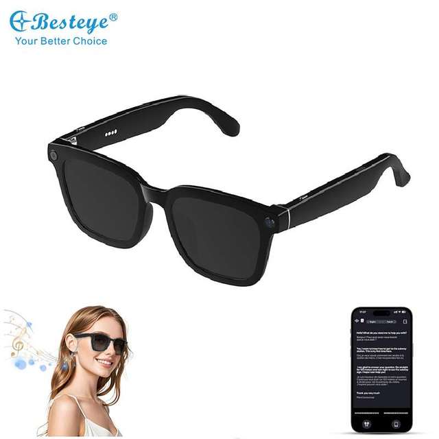 New AI Smart Glasses With Camera 800W 1080P Video Dialogue Calls & Music On-site Recording Translation Smart Sunglasses