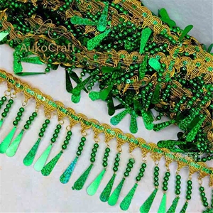 Pita Renda Dekoratif Natal Merah Biru Hijau untuk Kostum DIY, Gaun, Pelapis, Pita Berhias Manik-manik, Glitter, Payet, Rumbai - Product Image 4