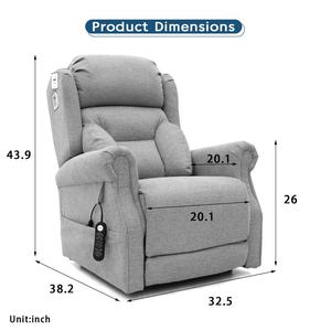 Sofá Eléctrico de Tela Premium con Reclinación y Elevación Médica, Reposacabezas Eléctrico y Soporte Lumbar para Personas Mayores - Product Image 6