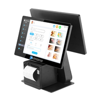 Terminal de point de vente avec imprimante thermique, base en aluminium, double écran, caisse enregistreuse, lecteur de code-barres NFC