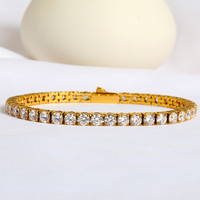 316L Edelstahl Gold Silber Tennisarmband mit Zirkonia Rundschliff, Krappenfassung, Kastenverschluss, Klassischer Schmuck für Damen, Großhandel, Kundenspezifisch, OEM