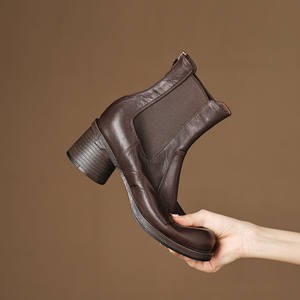 Handcrafted Single <b>Shoe</b> Large Belt Buckle Retro One-Heel Round-Toed Genuine Leather Waterproof <b>Soft</b>-Sole Anti-Slip - Product Image 4