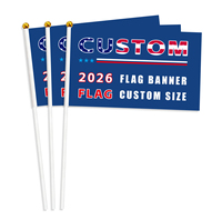 Drapeaux à main en polyester 14x21 cm pour activités de plein air, avec mât en plastique, impression numérique pour voitures et défilés