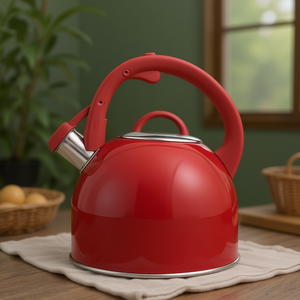 Bollitore Inox (2,5Lt) DECO GLAMOUR con fischietto Rosso NGD24010 - Product Image 3
