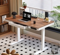 Bureau debout électrique réglable en hauteur avec tiroir et gestion des câbles, bureau assis-debout pour ordinateur, idéal pour le télétravail et le gaming