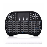 Mini clavier sans fil 2,4 G avec pavé tactile I8, batterie rechargeable intégrée, rétroéclairage 7 couleurs, télécommande USB pour TV Box et PC