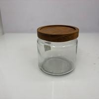 Klares Gerades Glas-Aufbewahrungsglas mit Holzdeckel Mehrzweck-Leerglasbehälter für Süßigkeiten Duftkerzen-Verpackung