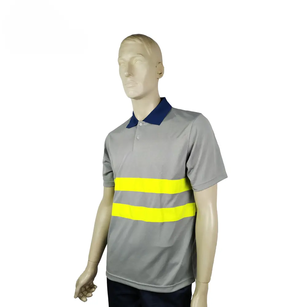 Cheap New Design Summer Breathable Quick Dry Hi Vis Strip Safety Polo work shirt for Hot Weather