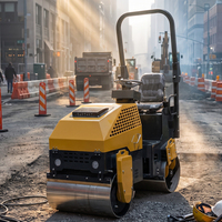 Livraison gratuite, état neuf, rouleau compresseur vibrant à double tambour de 1 tonne et 1,5 tonne pour la pose d'asphalte et la construction municipale