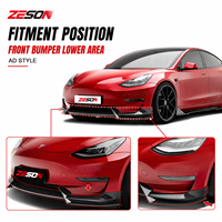 Tesla Model 3 2017-2023 Ön Makyajlı Araçlar İçin AD Style Gerçek Karbon Fiber Ön Dudak Spoyleri