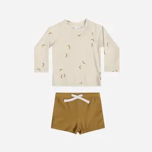 Maillot de bain pour garçons d'été en tissu écologique personnalisé UPF50 + ensemble de maillots de bain pour bébés maillot de bain solaire manches longues maillots de bain pour enfants