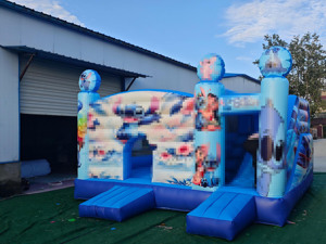 Phim hoạt hình màu xanh Anime phong cách lâu đài bơm hơi cho trẻ em thiết bị giải trí ngoài trời với <span class=keywords><strong>Slide</strong></span> cho thể thao & giải trí - Product Image 3