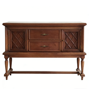 American <strong>Retro</strong> Dark Brown Solid Wood Diamond Pattern <strong>Sideboard</strong> (2-Door 2-Drawer Storage Cabinet) - Product Image 1