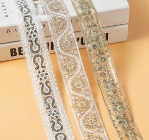 Thêu đính cườm <span class=keywords><strong>Sequins</strong></span> ren retro long lanh cạnh sang trọng pháp ren lưới hoa dân tộc cổ điển lãng mạn sexy giày túi - Product Image 2