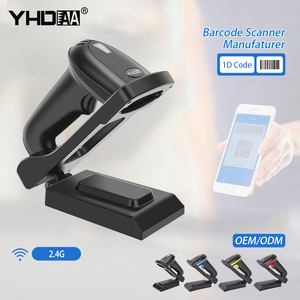 Wireless Barcode Scanner with Cradle 1D Cordless Bar Code Reader 100m Transmission Distance Laser Read Code with Adjustable Base