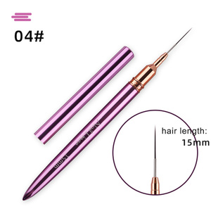 Purple Metal Handle Nail Liner Brush Set 6mm-25mm Extra Long French Gel Detail Brushes with <b>Cap</b> - Product Image 6